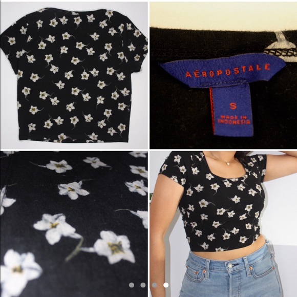 Ditsy Floral Print Crop Tee
Black with White - Picture 4 of 4